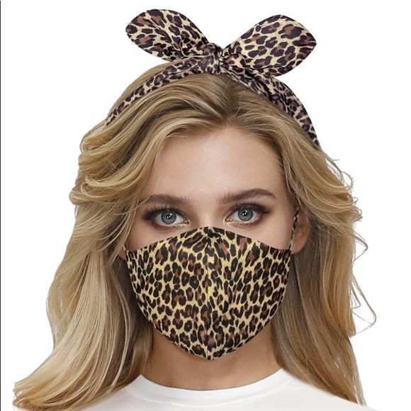 Accessories - LEOPARD PRINT TIE FACE MASK